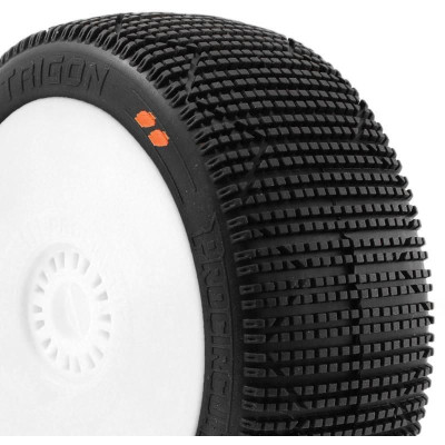 TRIGON V3 BUGGY S3 (MEDIUM) nalepené pneumatiky, bílé disky, 2 ks.