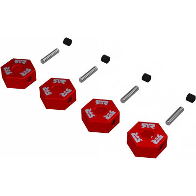 Arrma hatszögletű keréktartó 12mm, fém, piros (4)