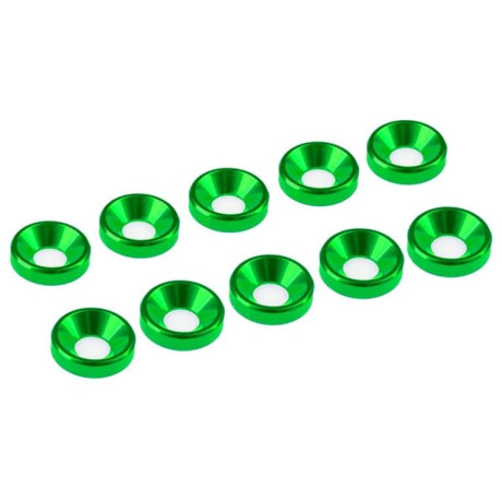3 mm hliníkové konické podložky zelené, 10 ks.