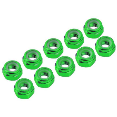 M3 hliníkové samojistné matičky zelené, 10 ks.