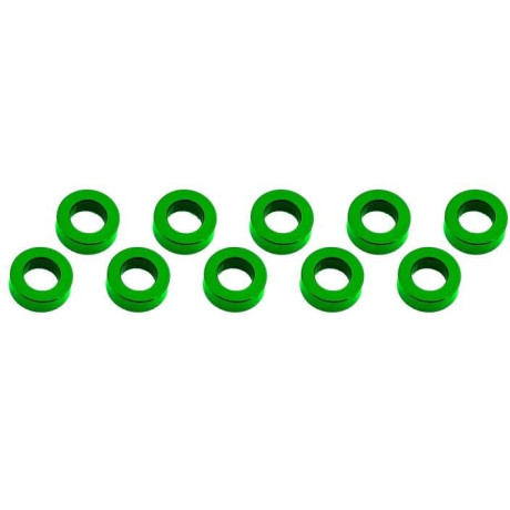 3x6x2mm hliníkové podložky zelené, 10 ks.