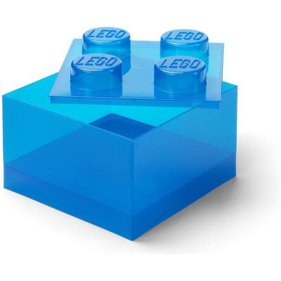 LEGO tárolódoboz fedéllel 250x250x180mm - átlátszó kék