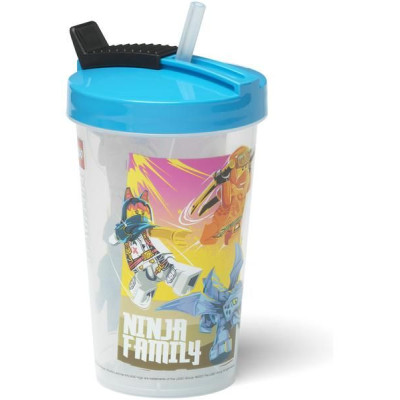 LEGO palack szívószállal 0,5L - Ninjago kék