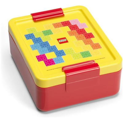 LEGO uzsonnásdoboz 170x135x69mm - Téglapiros/sárga