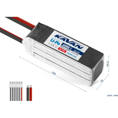 KAVAN - Li-Po 6000 mAh/22,2 V 60/120C, 133,2 Wh