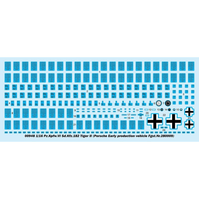 Trombitás Pz.Kpfw.VI Sd.Kfz.182 Tiger II (Porsche korai gyártású jármű) 1/16