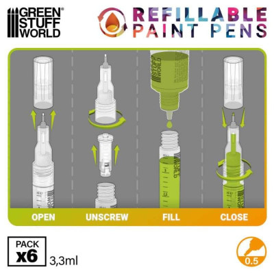 Újratölthető festőtoll 0,5 (6 db-os csomag)