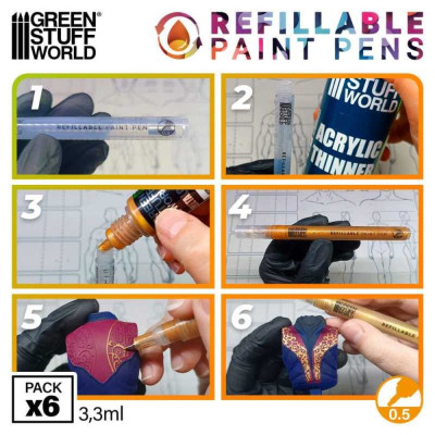 Újratölthető festőtoll 0,5 (6 db-os csomag)