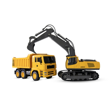 RC 2 az 1-ben kotrógép és dömper 1:18 RTR - építőipari gépek gyerekeknek