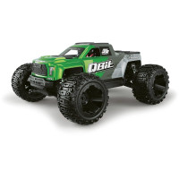 1:16 méretarányú Monster truck modell 4x4 összkerékhajtással, egyenáramú motorral, 2,4 GHz-es RC kormánykerék készlettel és akkumulátorral. Vízálló szabályozóval és vevővel.