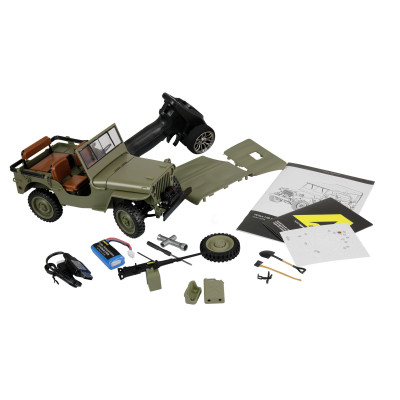 Jeep Willys MB 1:14 RTR – fém alváz, 4WD, 2 sebességes, LED lámpák