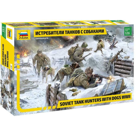 Model Kit figurky 3611 - Soviet Tank Hunters with dogs (1:35)