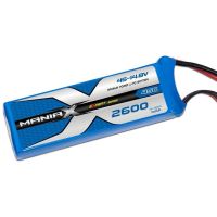 LiPo akkumulátor készlet ManiaX 45/90C terhelhetőségsel, töltés 1-3C, max. 5C. Négy cellás 4S 14.8V 2600 mAh, méretek: 135x44x23mm, súly: 285g, XT60 + JST-XH szerviz csatlakozó.