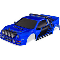 Traxxas karosszéria Ford RS200 kék. Kész, festett és összeszerelt karosszéria ragasztott matricákkal. Tartalmazza a rögzítőelemeket, parabolafényeket, oldalsó tükröket, küszöböket és szívónyílásokat.