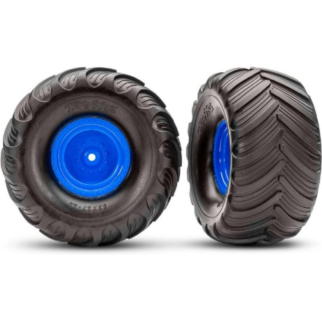 Traxxas kerék 2.0/3.0", kék offset 29mm felni, Terra Groove gumik (pár)