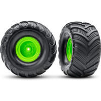 Komplett Traxxas Terra Groove első kerekek RC autómodellekhez. Tárcsaméret ⌀58/80x48 mm, teljes méret ⌀130x68 mm. A vezető egy 12 mm-es hatszögletű kerék, 29 mm-es eltolással. Zöld dizájnú tárcsa, Terra Groove gumik.