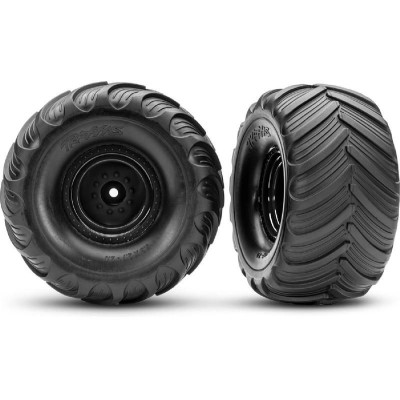 Traxxas kerék 2.0/3.0", fekete tárcsa, 19mm eltolás, Terra Groove gumik (pár)