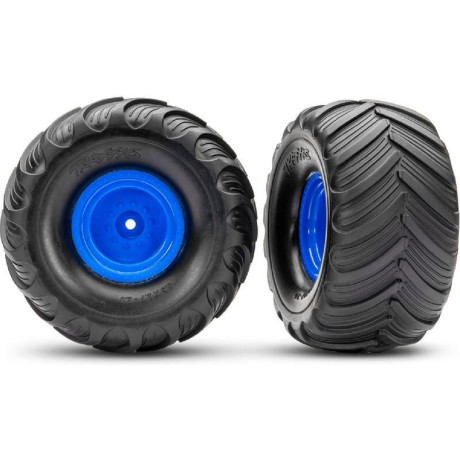 Traxxas kerék 2.0/3.0", kék offset 19mm felni, Terra Groove gumik (pár)