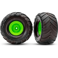 Komplett Traxxas Terra Groove hátsó kerekek RC autómodellekhez. Tárcsaméret ⌀58/80x48 mm, teljes méret ⌀130x68 mm. A vezető egy 12 mm-es hatszögletű kerék, 19 mm-es eltolással. Zöld dizájnú tárcsa, Terra Groove gumik.