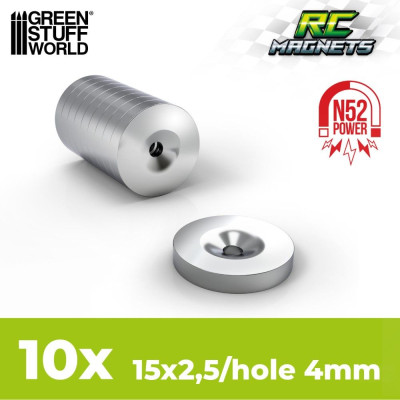 15x2,5 mm-es neodímium mágnesek N52 furattal – 10 db