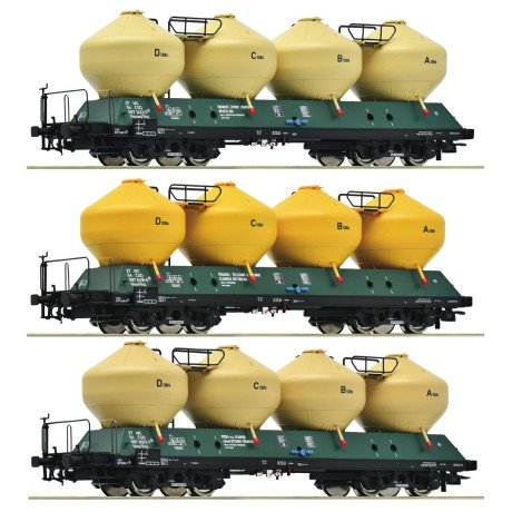 ROCO 6600177 3 részes silókocsi készlet ČSD H0 Ep. IV