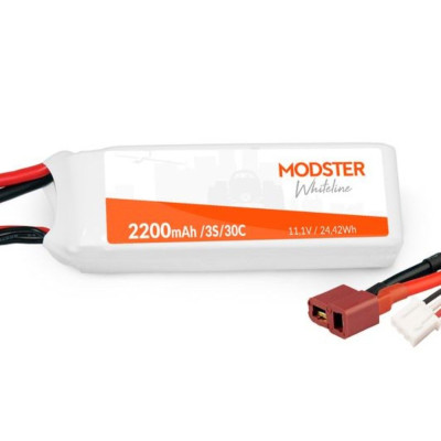 MODSTER LiPo 3S 11.1V 2200 mAh 30C T-dugó Fehér Vonal | RCSWET