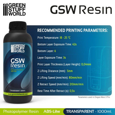 3D nyomtatókhoz való gyanta - ABS-szerű átlátszó 1000ml | RCsvet