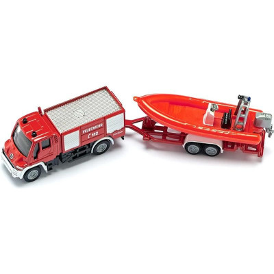 SIKU Blister - požární vozidlo Unimog s člunem