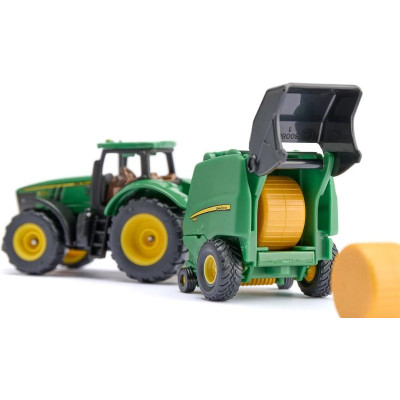 SIKU Blister - John Deere traktor s balíkovačkou