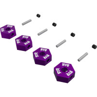 Arrma hatszögletű alumínium 12 mm-es keréktartó, lila (4), beleértve az M3x3 mm-es rögzítőcsavart (4) és a 2x10 mm-es csapot (4).