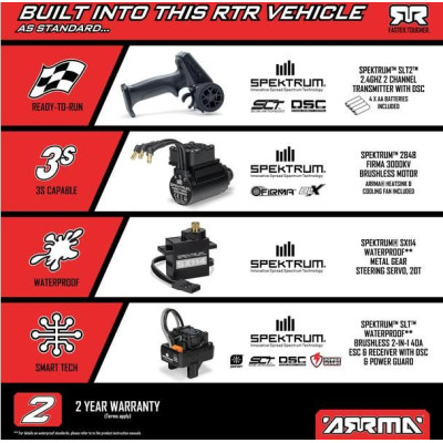 Arrma Mini Kraton 3S DSC BLX 1:16 4WD RTR Basic černá/červená