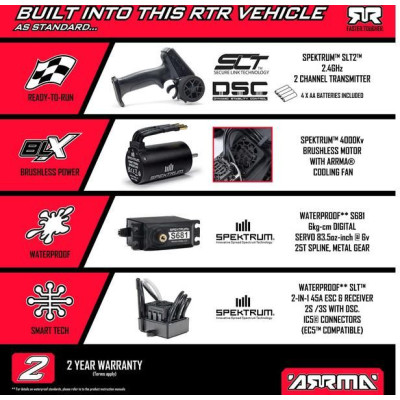 Arrma Vorteks 223S BLX DSC 2WD 1:10 RTR růžová