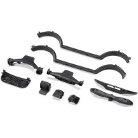 Axial SCX30 RC modellekhez tartozó alkatrészek: lökhárítók, sárvédők, Ford Bronco konzolok.