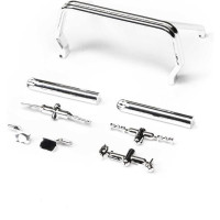 Axial SCX30 K10 RC modellautó alkatrész: modell karosszéria kiegészítők. Krómozott alkatrészek - tükrök, kilincsek, tanksapka, váz, C/10 embléma, karosszéria váz.