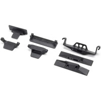 Axial SCX30 RC autómodellekhez való alkatrész: akkumulátortartó, univerzális felfogatások és rugók.