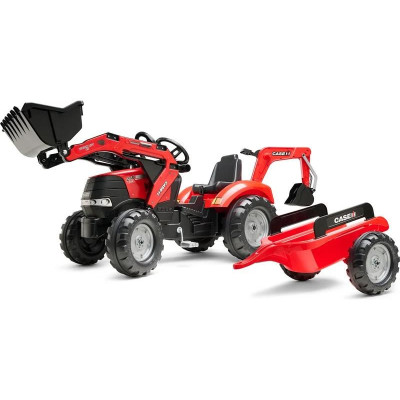 FALK - Šlapací traktor Case IH Puma 240CVX s nakladačem, rypadlem a vlečkou
