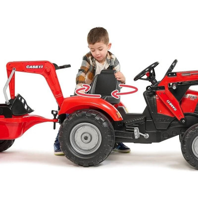 FALK - Šlapací traktor Case IH Puma 240CVX s nakladačem, rypadlem a vlečkou