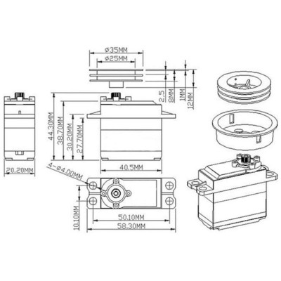 Krick servo plachet Windforce 906MG Fast Digital 9kg.cm 0,16s/360°
