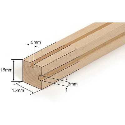 OCCRE Dřevěný profil pro výrobu vitrín 15x15x1000 mm (4)