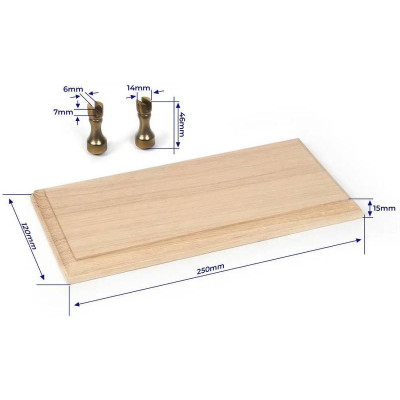 OCCRE Deska stojánku lodi dubová 250x120mm, mosazné podpěry