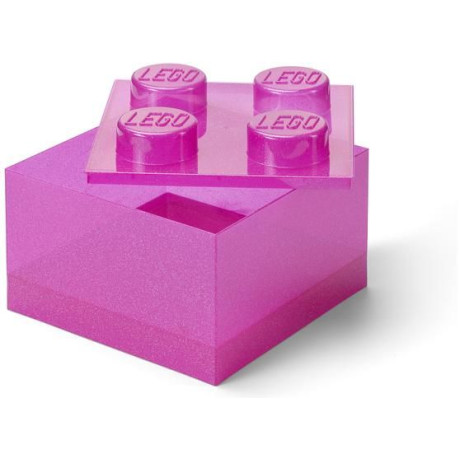 LEGO úložný box s víkem 250x250x180mm - třpytivá růžová