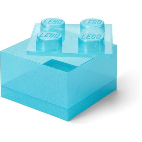 LEGO úložný box s víkem 250x250x180mm - třpytivá modrá