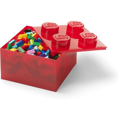 LEGO úložný box s víkem 250x250x180mm - třpytivá modrá