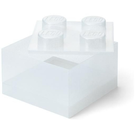 LEGO úložný box s víkem 250x250x180mm - třpytivá průhledná