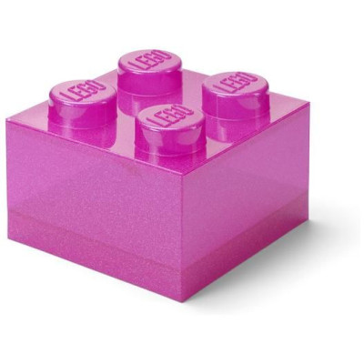 LEGO úložný box s víkem 250x250x180mm - průhledná červená