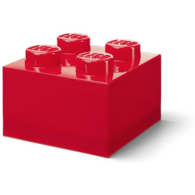 LEGO úložný box s víkem 250x250x180mm - průhledná červená