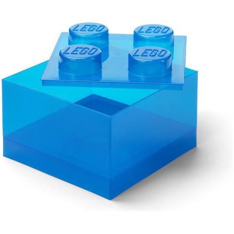 LEGO úložný box s víkem 250x250x180mm - průhledná modrá