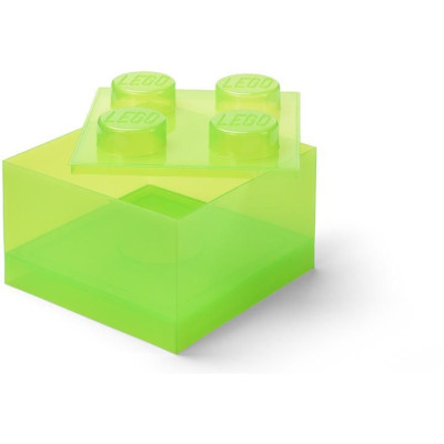 LEGO úložný box s víkem 250x250x180mm - průhledná zelená