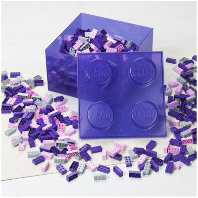 LEGO úložný box s víkem 250x250x180mm - průhledná zelená