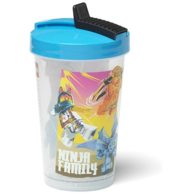 LEGO láhev s brčkem 0.5L - Ninjago modrá